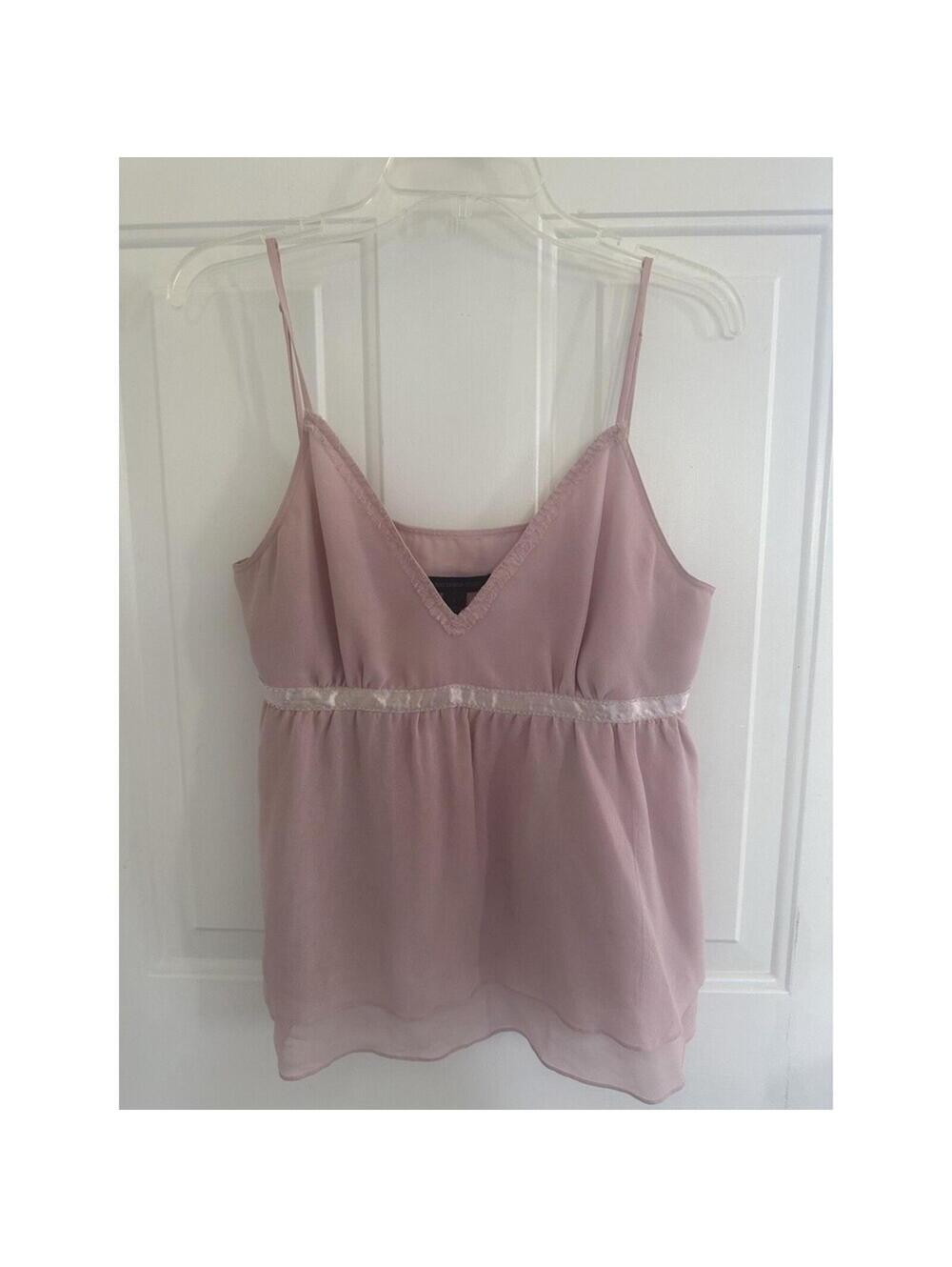 Express Design Studio Blush Pink Chiffon Cami Top Size L Y2K